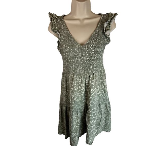 Ann Taylor Loft Petites Green Smocked Dress XSP XS - Picture 7 of 11